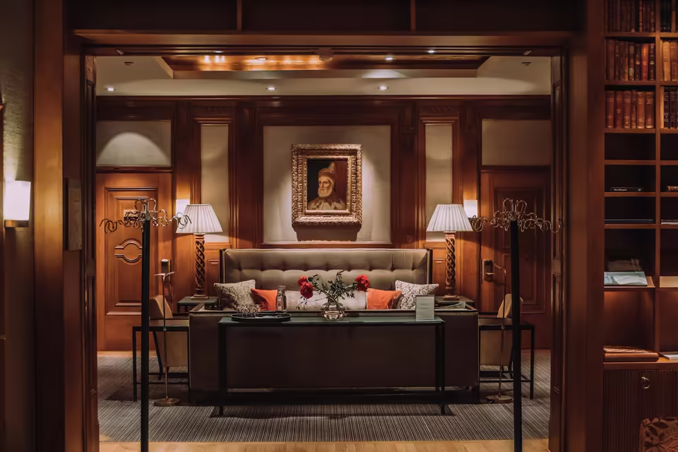 Premium hotel lobby lounge representing hospitality finance operations